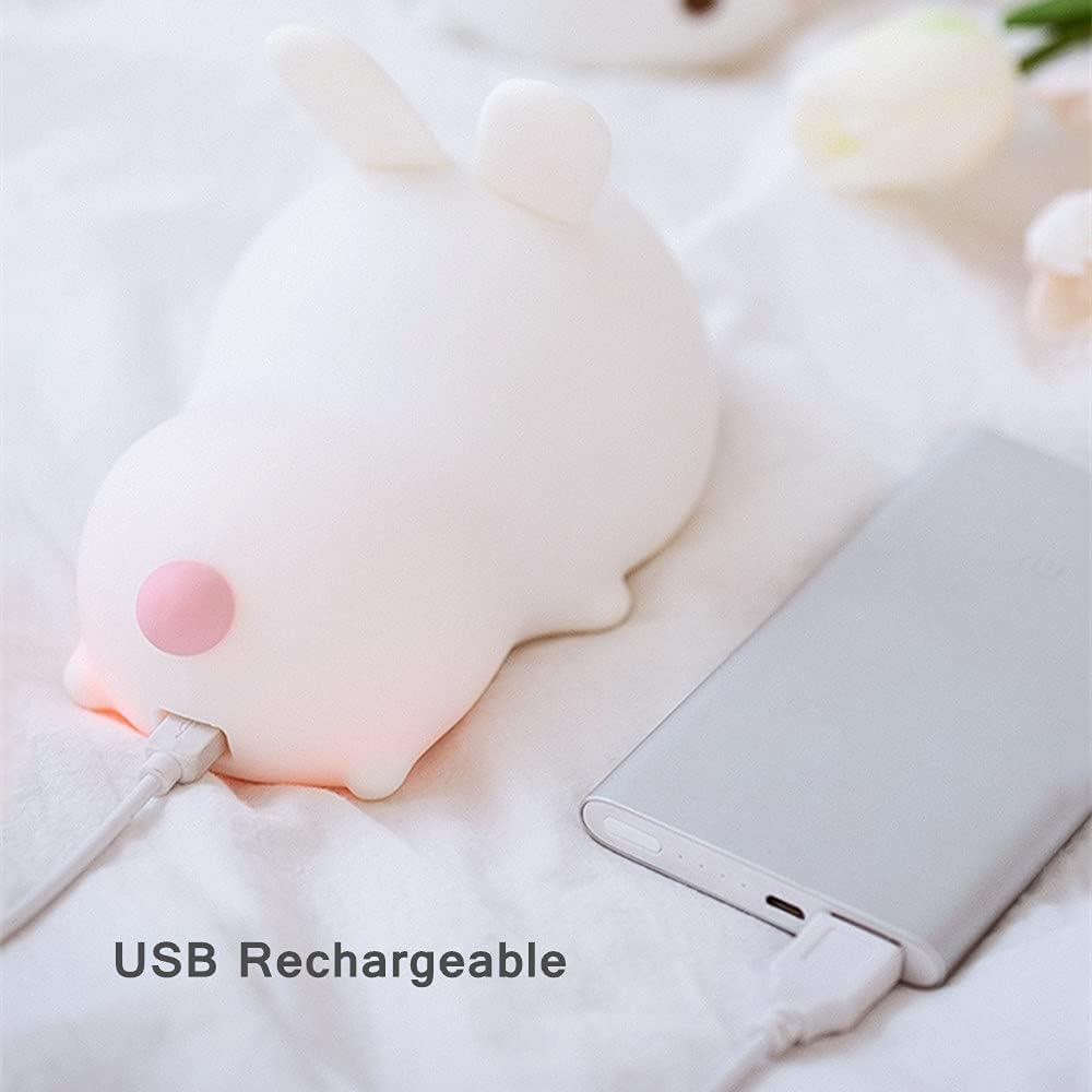 Cute Kids Night Light Night Lamp Night Lights for Kids Bedroom Toddler Baby Portable Silicone Battery Led Nightlight Nursery (Cute Bunny)
