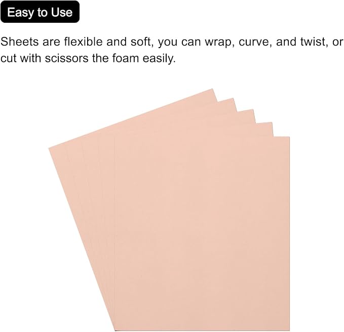 MECCANIXITY EVA Foam Sheets Skin Tone 19.7 Inch x 19.7 Inch 1mm Thick Crafts