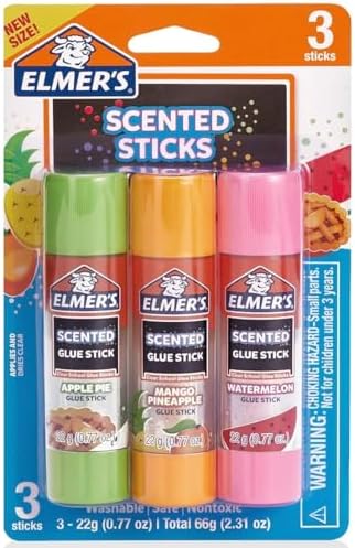 Elmer's Scented Nontoxic Glue Sticks Variety Pack, Apple Pie, Mango Pineapple &