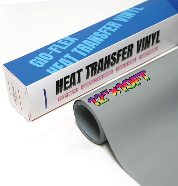 PU Heat Transfer Vinyl 12"×10ft Roll Grey – HTV