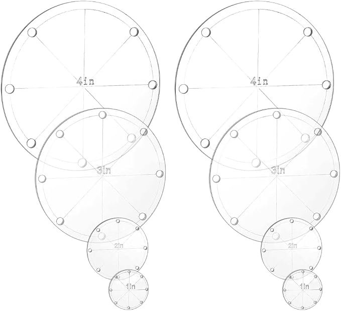 PH PandaHall 8pcs 4 Sizes Circle Template Sewing Rulers Set, 1/2/3/4inch
