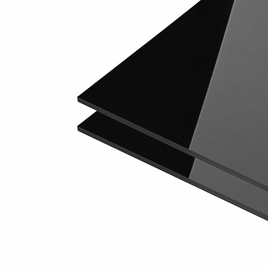 KAITELA Black Acrylic Sheet 12" x 12" Cast Plexiglass Square 1/8" Thick Plastic