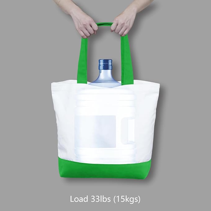 TOPDesign 3-Pack Super Strong Large 12oz Cotton Canvas Tote Bags, Reusable