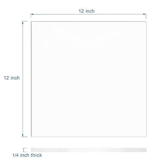 KAITELA Clear Acrylic Sheet 12" x 12" Cast Plexiglass Square 1/4" Thick