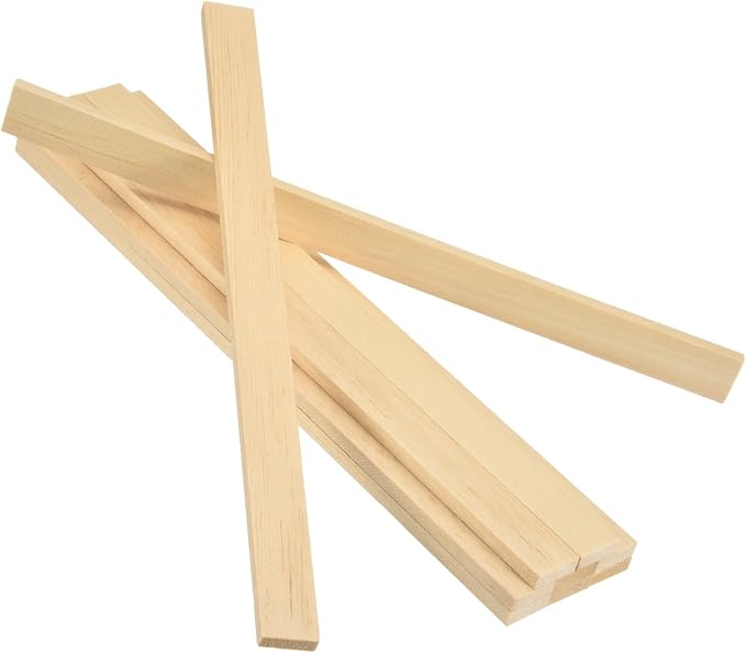 MECCANIXITY 10Pcs Wood Strips Slats, 9/32" x 7/8" x 12" Thin Wood Sticks Flat