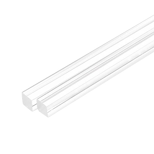 MECCANIXITY 2pcs Acrylic Square Rods 11/16" x 10" Clear Acrylic Dowel Rods