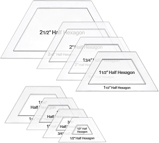 BENECREAT 16 Pcs Half Hexagon Quilting Template, Transparent Patchwork Stencil