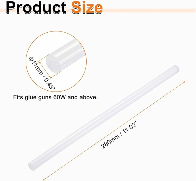 HARFINGTON 10pcs Hot Glue Sticks 0.43" Dia x 11.02" Long EVA Mini Hot Melt