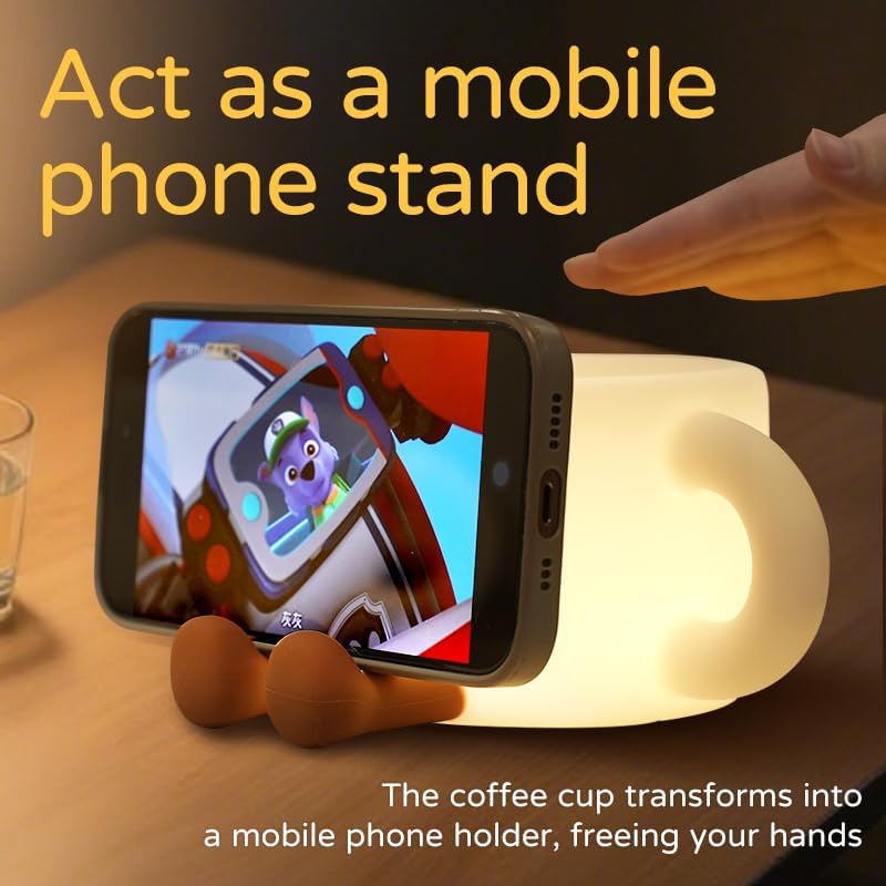 Coffee Cup Night Light,7 Colors Dimmable Bedside Lamp, Touch Control Night Lamp with 30 MinTimer for Kids Adults, Used for Camping Party Room Decor Thanksgiving Day Halloween Christmas Birthday Gifts