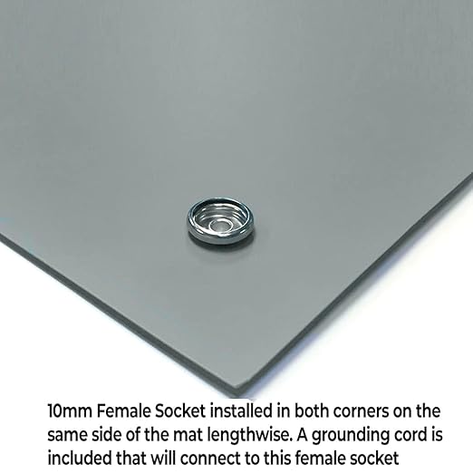 RubberStat Dual Layer ESD Compliant Workstation Rubber Table Mat Kit, Soldering, Cell Phone Repair, with Wrist Strap Set and Ground Cord - 36"x36" Grey