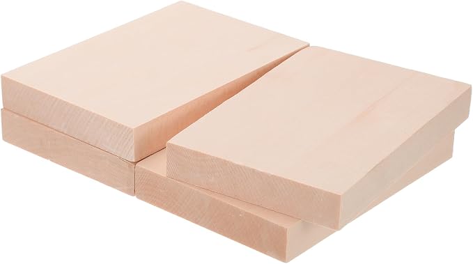 MECCANIXITY 4Pcs Basswood Carving Block, 0.8"x4"x6" Square Wooden Dowels Blocks