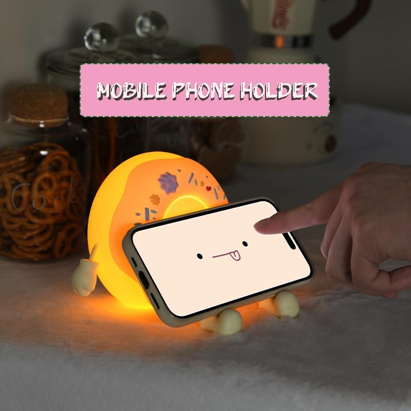 Cute Donut Night Light for Kids,Silicone Nursery Nightlight, Touch Control USB Rechargeable Lamps Breastfeeding Sweet Kawaii Dorm Room Decor Christmas Gift Baby Kids Girls Teens,Pink