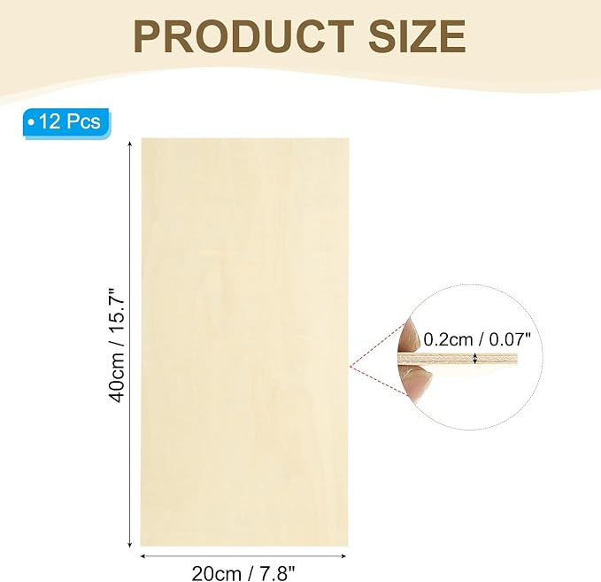 PATIKIL 8x16x1/8 Basswood Sheets
