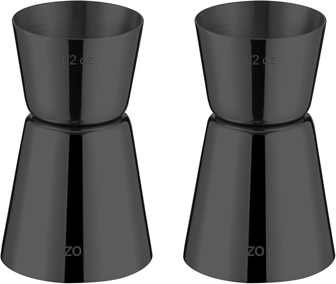Briout Jigger for Bartending, Flat Edge Black