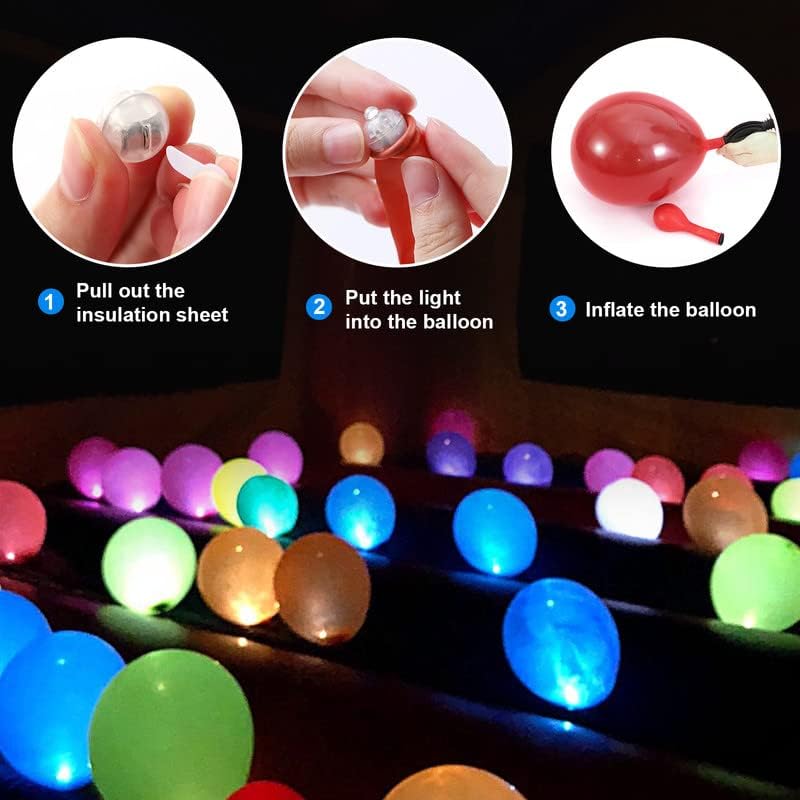 ZGWJ 100PCs Balloon Lights, Mini Round Led Ball Light up Balloons for Paper Lantern, Neon Party Lights Easter Eggs Christmas Halloween Birthday Party Wedding Decoration