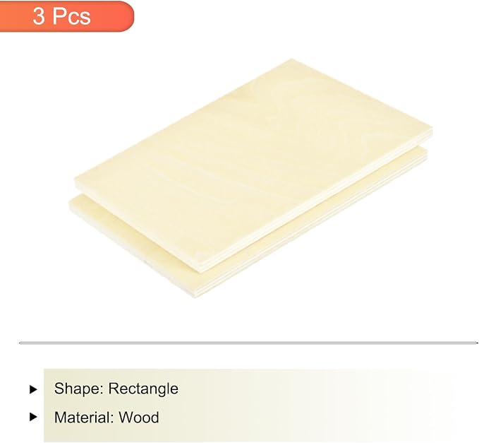 MECCANIXITY 3pcs Basswood Sheets 18 x 12 x 1/4 Inch Unfinished Wood Boards