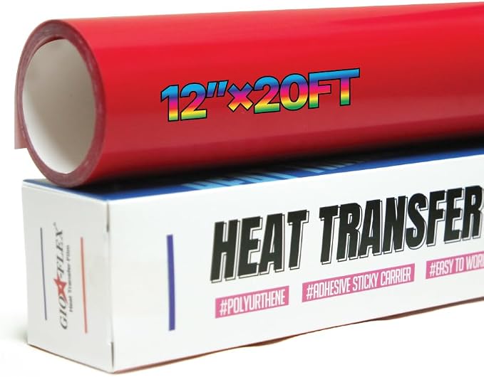 PU Heat Transfer Vinyl 12"×20ft Roll Red – HTV