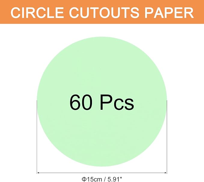 MECCANIXITY 60 PCS Light Green Circle Cutouts Paper, 6 Inch Round Cutouts