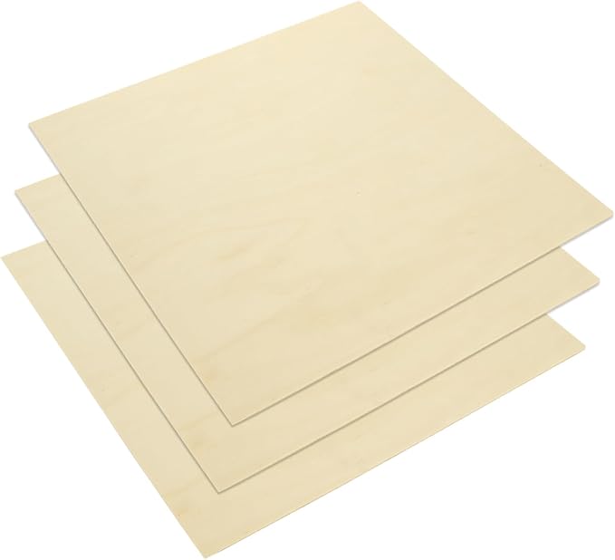 25Pcs 12 x 12 x 1/16 Inch Basswood Sheets, 1.5mm Unfinished Basswood Sheets