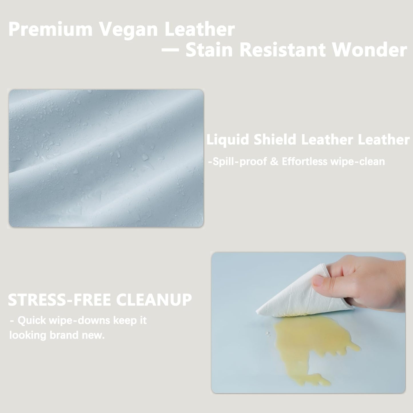 Vegan Leather Changing Pad Cover with Zipper - 31"X 16" - Waterproof Wipeable, Extra Thick & Portable & Non-Slip Diaper Mat - Fits Standard Changing Tables (Blue)