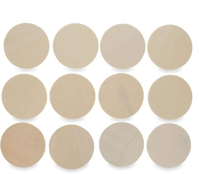 12 Unfinished Wooden Shapes Craft Cutouts DIY Unpainted 3D Plaques 3 Inches