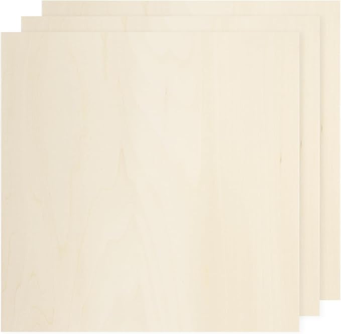 MECCANIXITY 3pcs Basswood Sheets 12 x 12 x 5/32 Inch Unfinished Wood Boards
