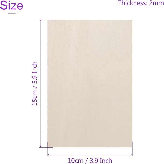 DMiotech 12 Pack 6 x 4 x 1/13 Inches 2mm Thick Wood Sheets Basswood Sheets