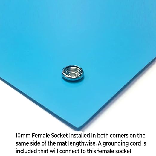 RubberStat Dual Layer ESD Compliant Workstation Rubber Table Mat Kit, Soldering, Cell Phone Repair, with Wrist Strap Set and Ground Cord - 48"x60" Blue