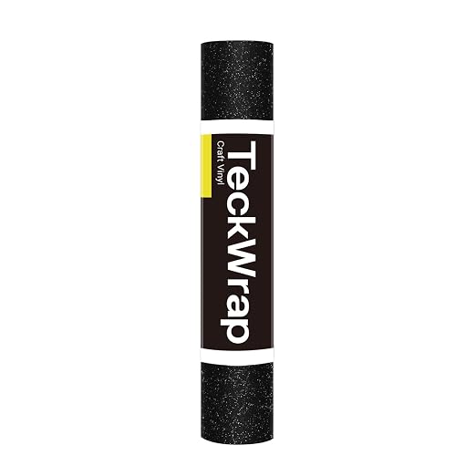 TECKWRAP Black Glitter Vinyl Permanent – Shimmer Vinyl Adhesive Vinyl Roll 1ft