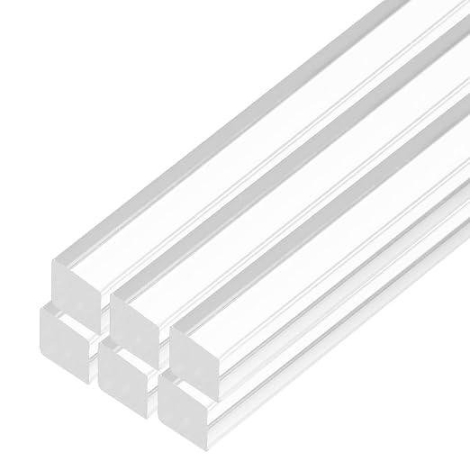 MECCANIXITY 6pcs Acrylic Square Rods 1/2" x 10" Clear Acrylic Dowel Rods Sticks