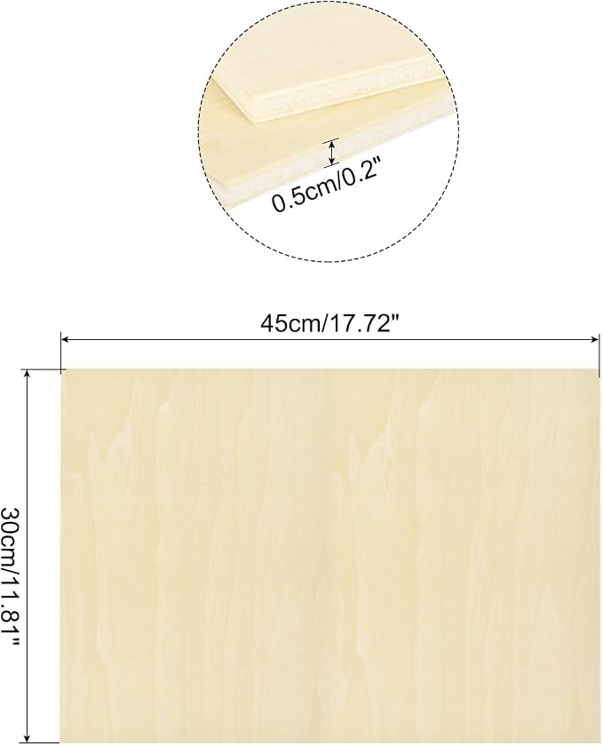 MECCANIXITY 3pcs Basswood Sheets 18 x 12 x 3/16 Inch Unfinished Wood Boards