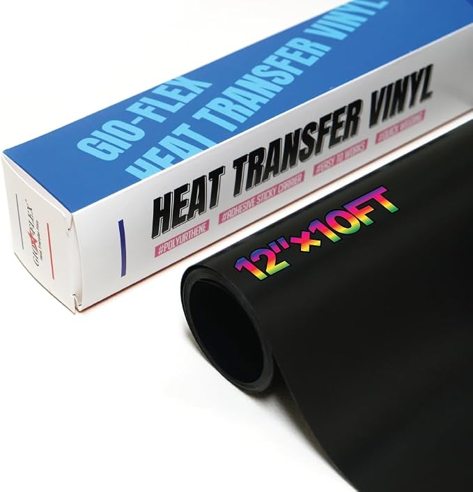PU Heat Transfer Vinyl 12"×10ft Roll Black – HTV