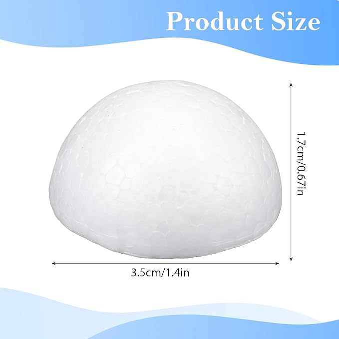 Jeffdad 24 Pcs Half Foam Balls, 1.4 Inch Half Round Styrofoam Foams Ball |