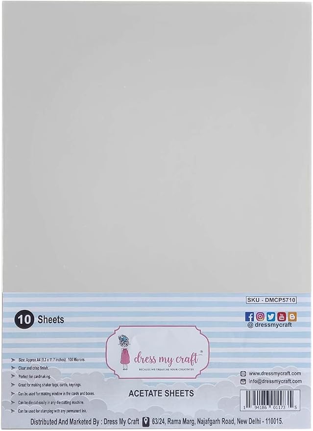 Dress My Craft Acetate Sheets A4 10/Pkg-100 Microns -DMCP5710