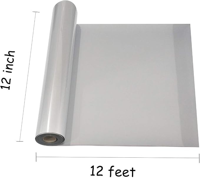 guangyintong Reflective Light Grey Heat Transfer Vinyl HTV Rolls, Light Grey
