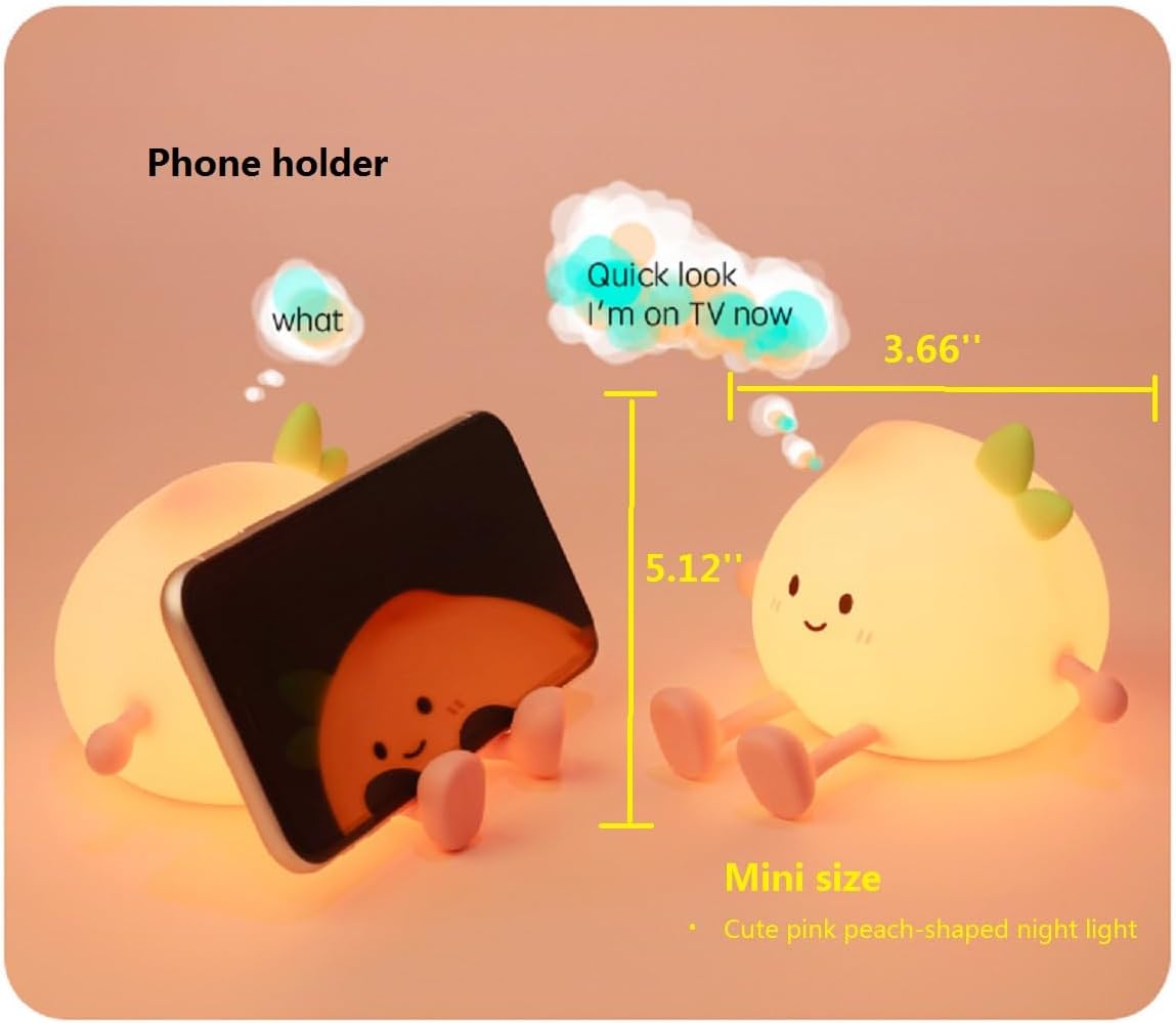 Peach Night Light for Adults Kids,Cute Silicone Dimmable Sleeping and decoration Nightlight, Rechargeable Bedside Touch Table Lamp for Breastfeeding Christmas Gifts Lover Kids Kawaii Room Decor