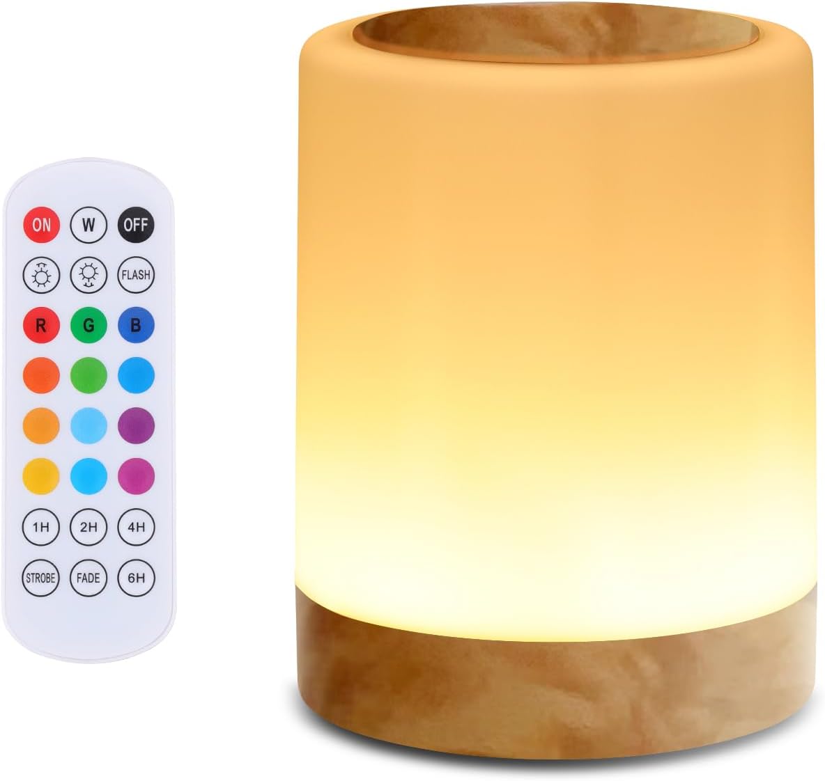 OORUN Touch Bedside Table Lamp,13 RGB Colors & 5 Brightness, USB Rechargeable Desk Lamp, Remote Control Dimmable Night Light with RGB Color Changing,Portable Lamp for Baby, Bedroom, Living Room