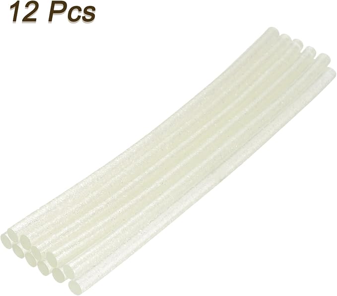 uxcell Mini Hot Glue Sticks for Glue Gun 7mm x 200mm Glitter Transparent White