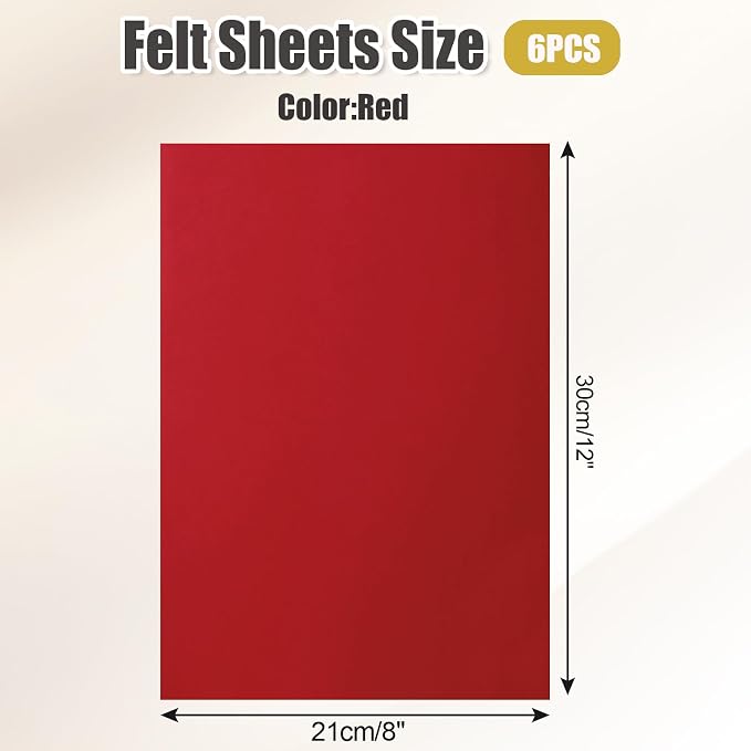 Biaungdo 6 Pcs 8 x 12 Inch Felt Fabric Sheets,