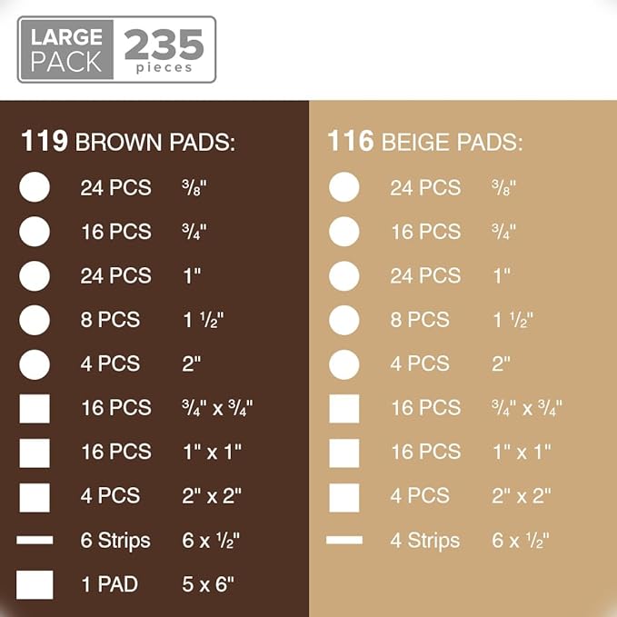 235 pcs Felt Furniture Pads Brown & Beige X-Protector! Huge Quantity of