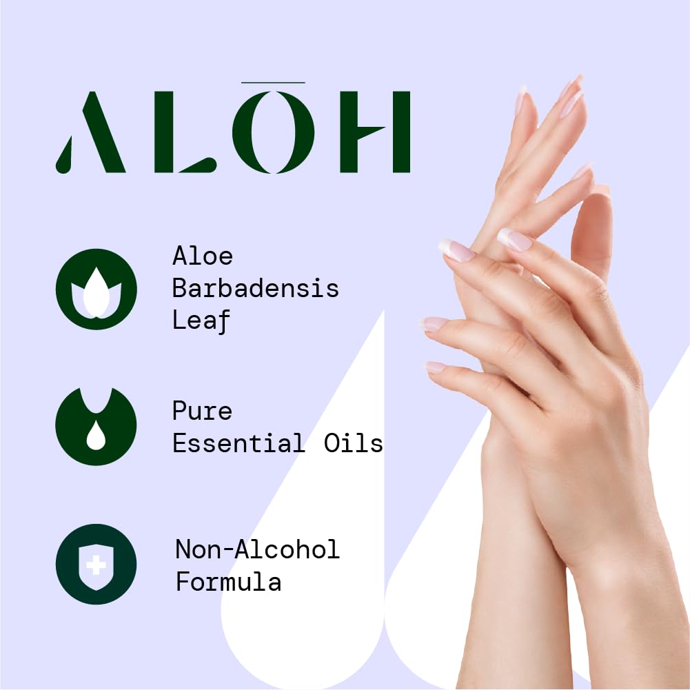 ALŌH Skin- Softening Sanitizing Hand Wipes – Lavender Rosewood + Aloe -1 box of 20ct Individually Wrapped Wipes
