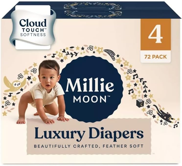 Millie Moon Luxury Diapers (Size-4 and Count-72) White(Pack of 1)