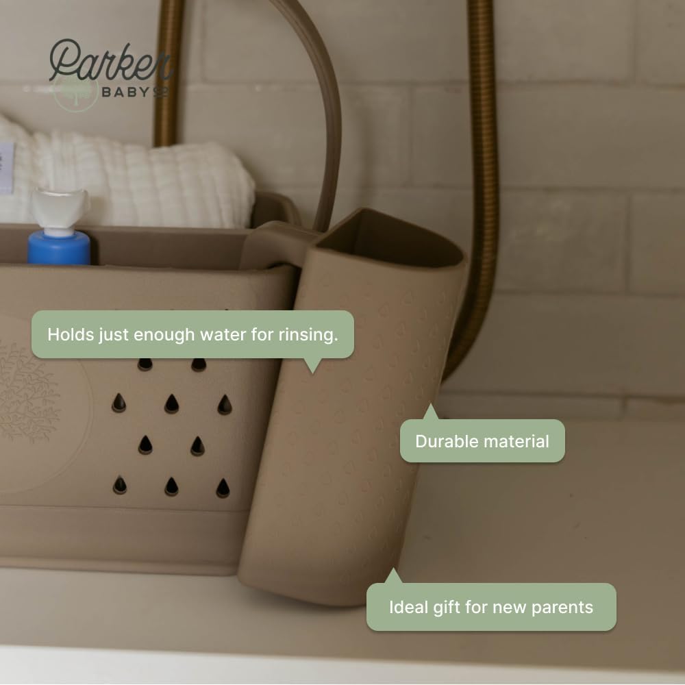 Parker Baby Bath Rinse Cup | BPA Free, Dishwasher Safe & Food Grade Bath Cup for Rinsing Hair | Holds 18oz | Quick-Dry, Sturdy & Perfect Size Baby Water Pourer in Neutral Colors