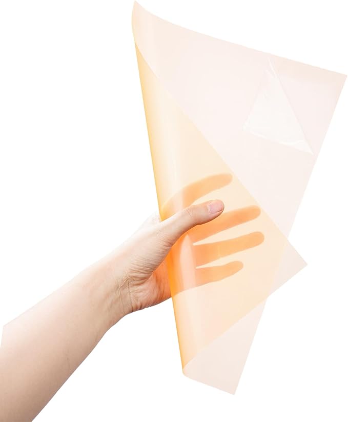 10-Pack A4 Colored PVC Flexible Plastic Sheets, 0.3mm Orange Transparent Film