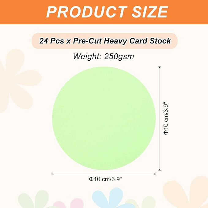 MECCANIXITY 24 Pcs Circle Card Stock, 3.9 Inch Round Cutouts Paper Thick