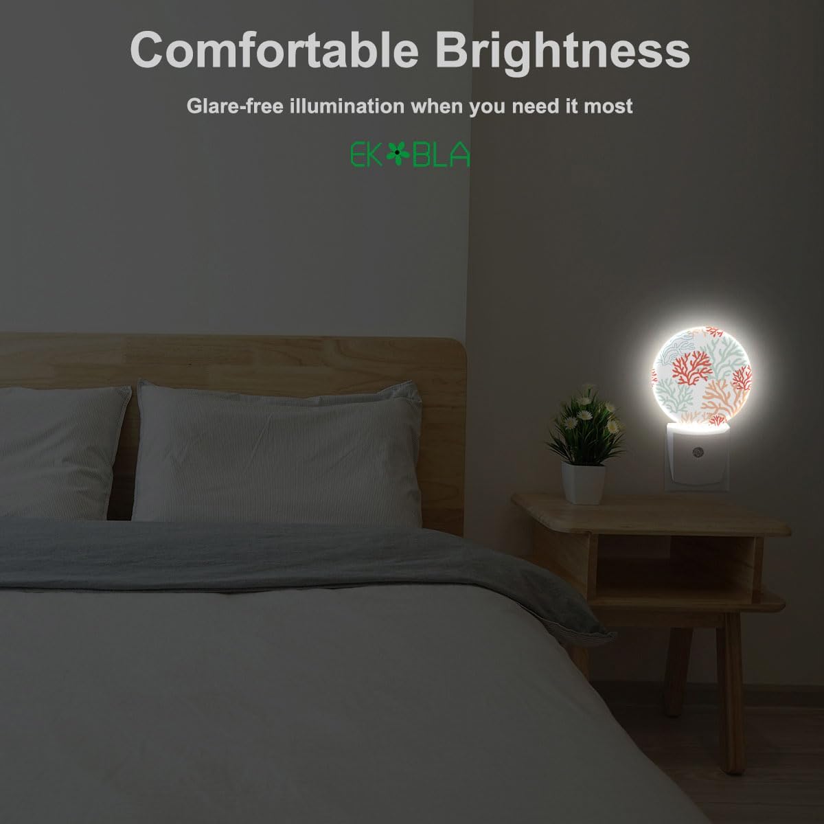 EKOBLA Sea Beach Coral Night Light Ocean Underwater Corals LED Dusk to Dawn Plug-in Nightlights Auto Sensor for Home Indoor Bathroom Hallway Kitchen