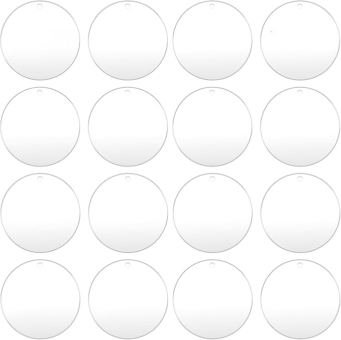 100pcs with Holes 1inch Blank Mini Acrylic Round Sheets | 2mm Thick,
