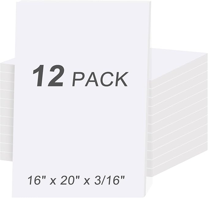 MYFAMIREA 12 Pack White Foam Board 16" x 20", 3/16" Thick Board Poster