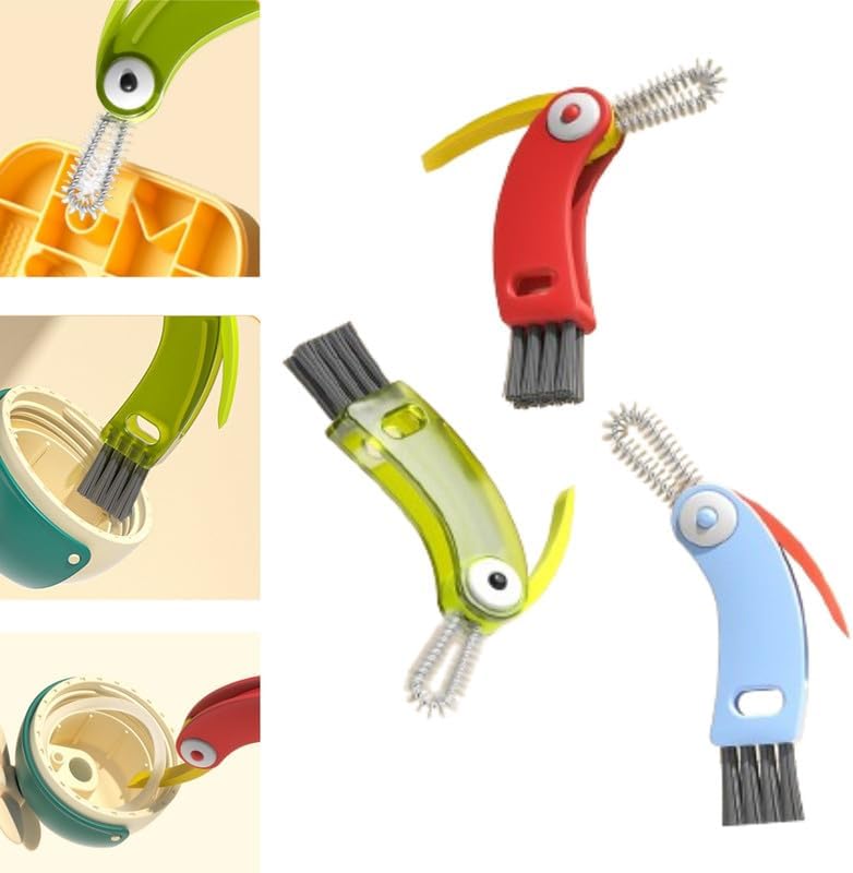 4 in 1 Cup Lid Cleaning Brush Set - Multifunctional Bottle & Gap Cleaner (Red, Green, Blue)