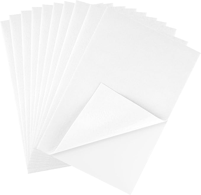 CHRORINE 10 Pcs White Felt Fabric Sheets Self Adhesive Felt Sheets 8 x 12